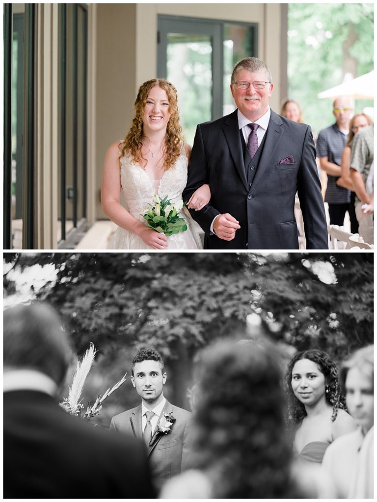 dad walks daughter down aisle and groom sees bride by destination wedding photographer