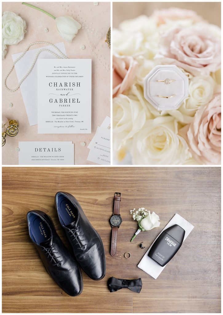 invitation, rings, and shoes by Hunter Hennes