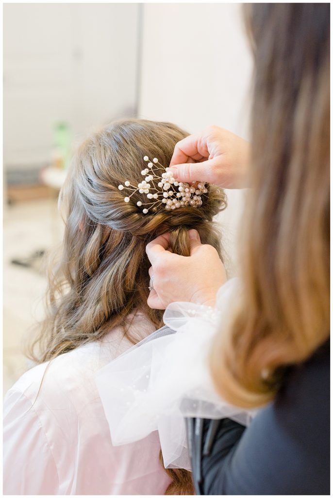 hairpiece is placed at romantic Oklahoma wedding