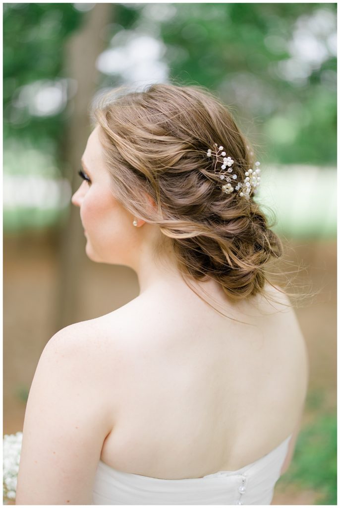 bridal hair details with updo by Hunter Hennes