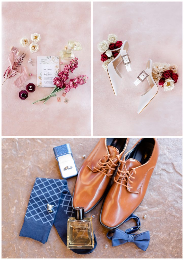 shoes, jewelry, and flower details by destination wedding photographer