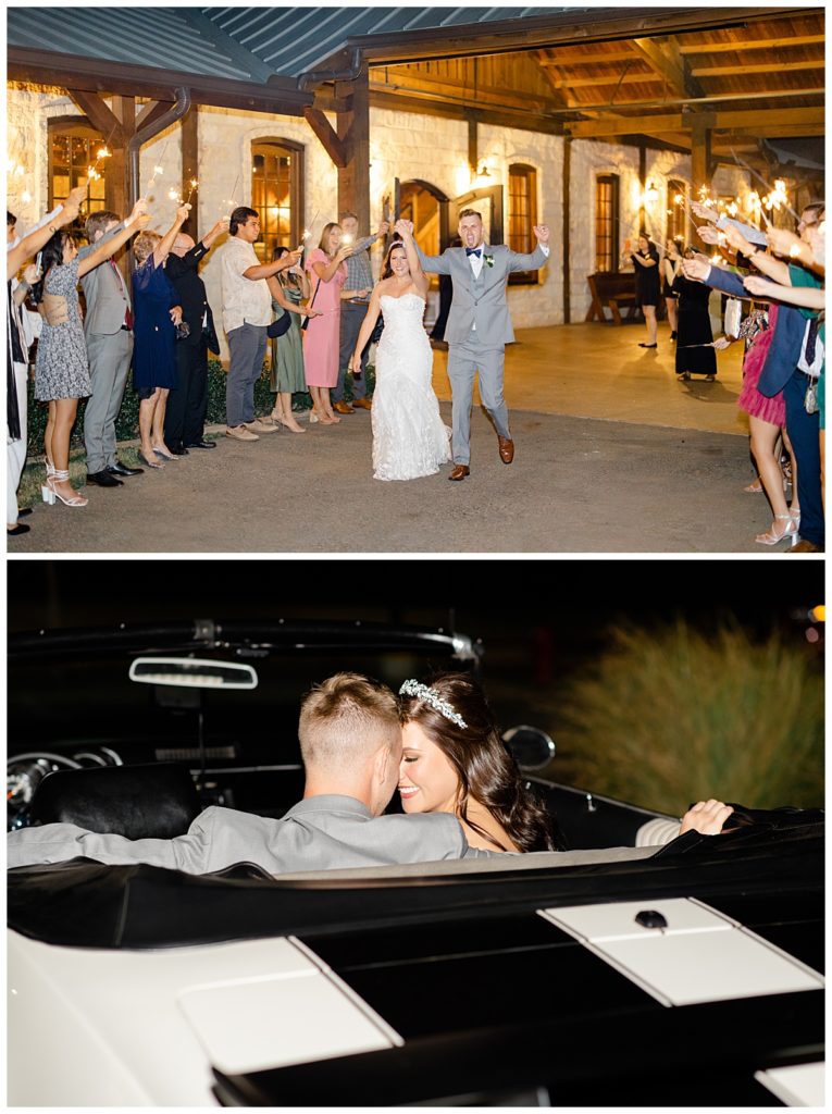 bride and groom exit reception to sparklers by destination wedding photographer
