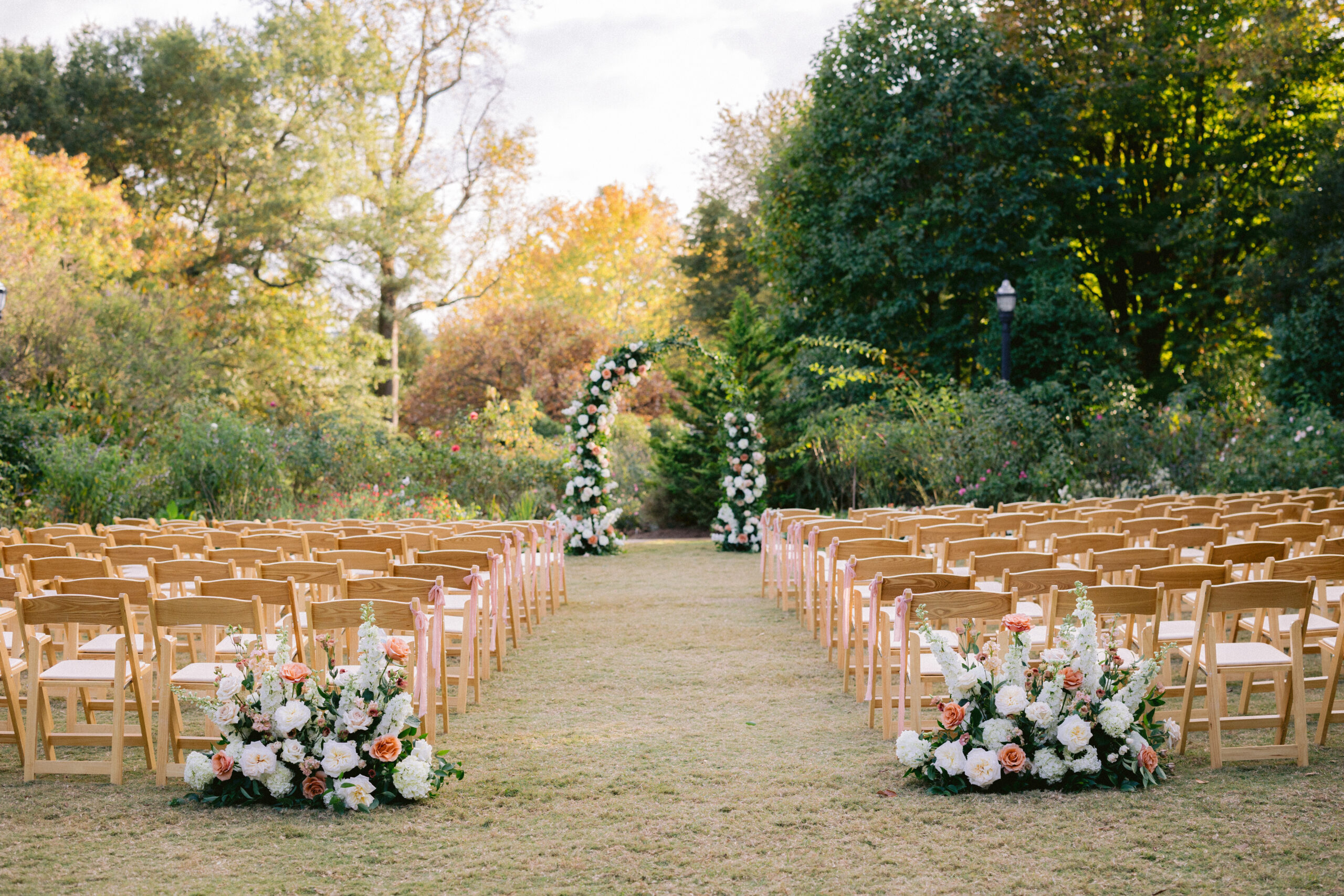 Romantic, Fall Destination Wedding Ceremony at Atlanta Botanical Gardens.