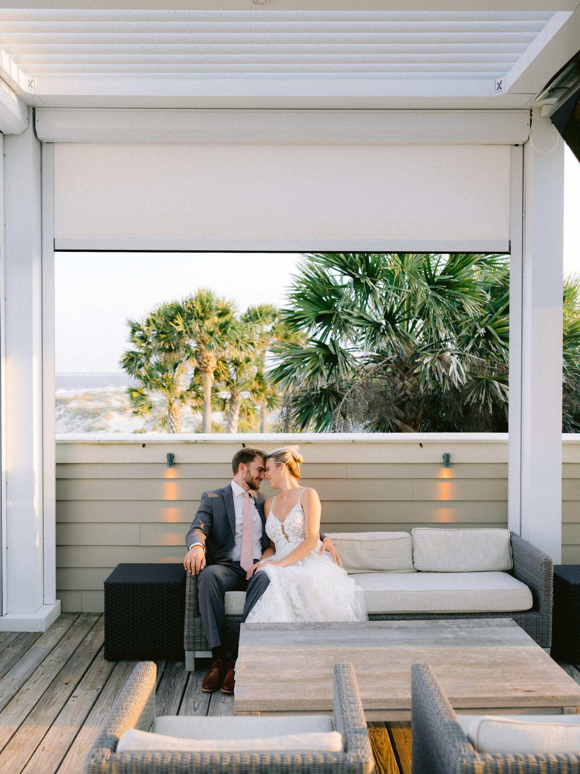 Jekyll Island Club Resort wedding couple sitting on chair