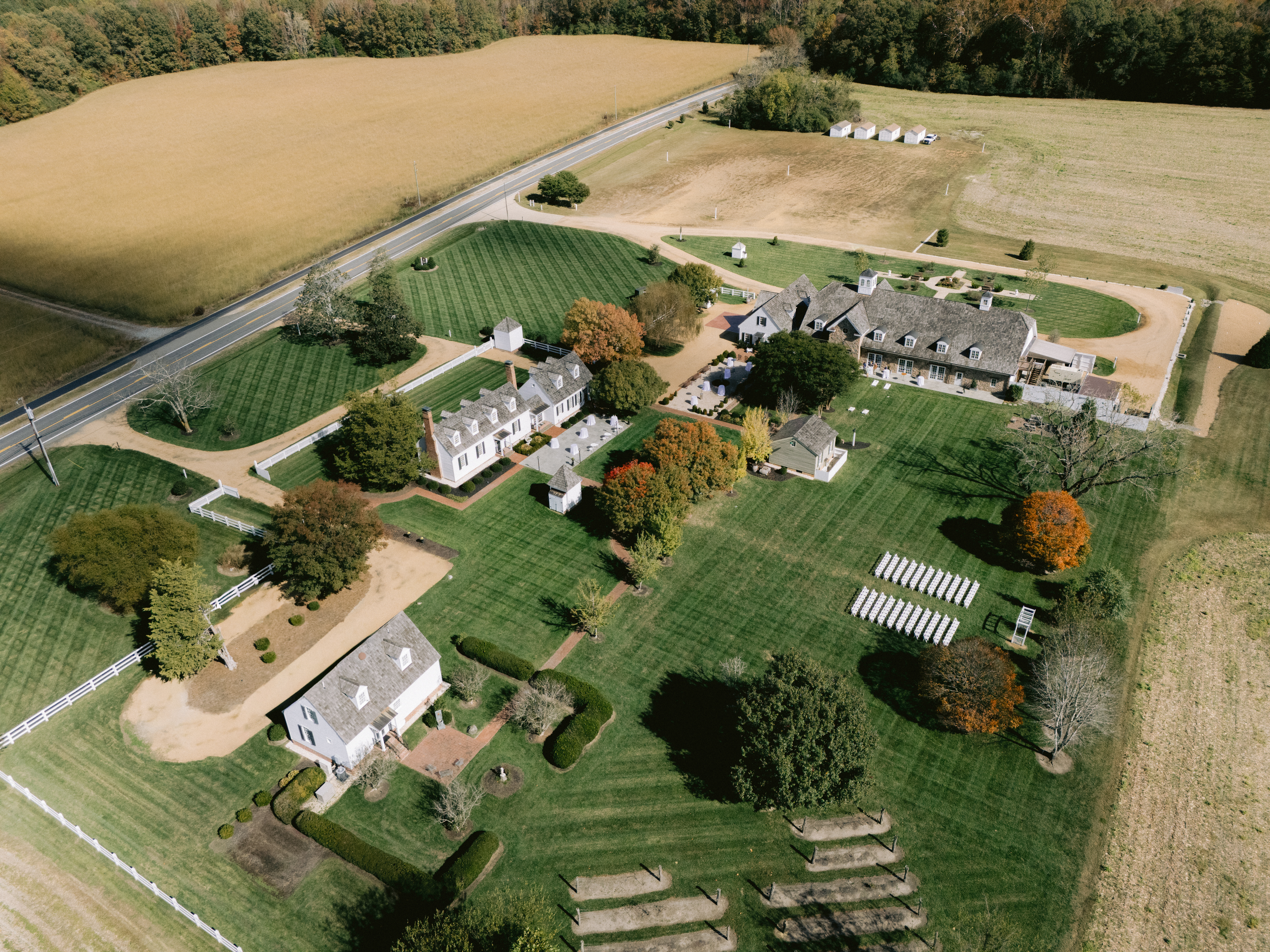 drone photo of burlington plantation