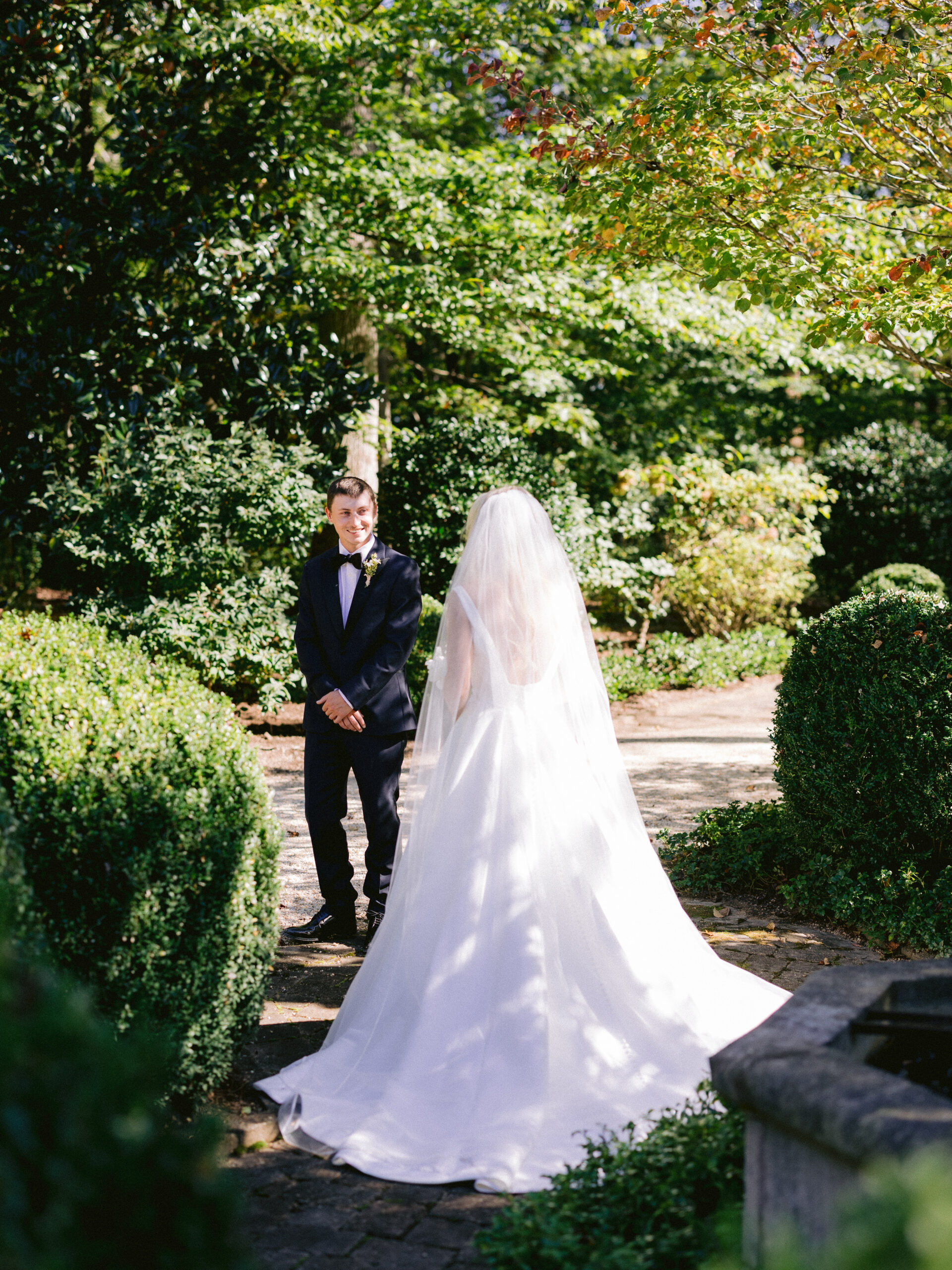 Private Estate Wedding first look with bride and groom