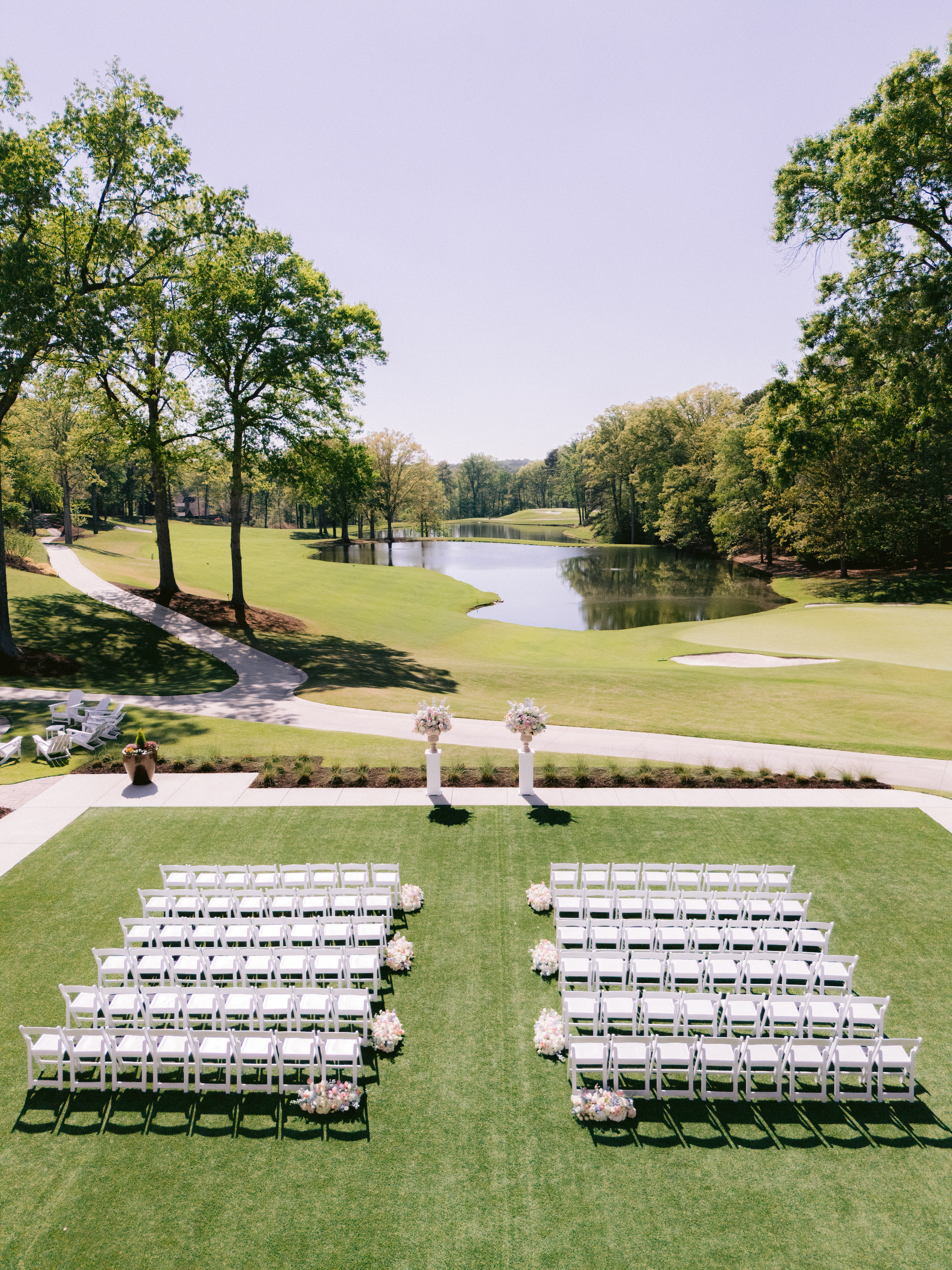 Atlanta Country Club Wedding Ceremony Drone Shot