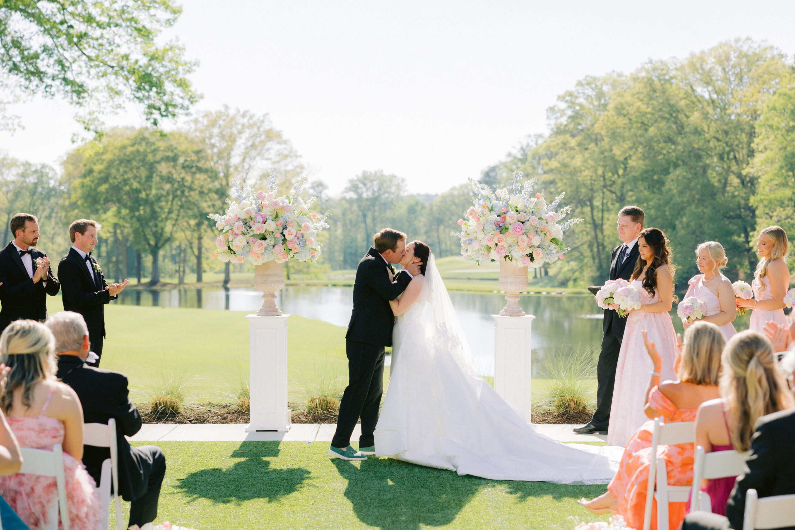 Atlanta Country Club Wedding first kiss